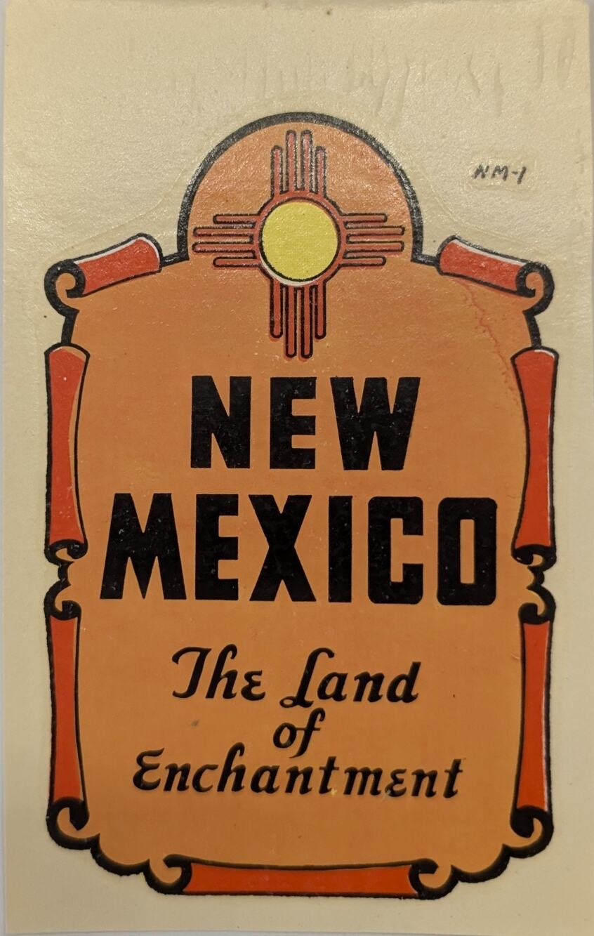 Vintage New Mexico Land of Enchantment Water Slide Decal Unused